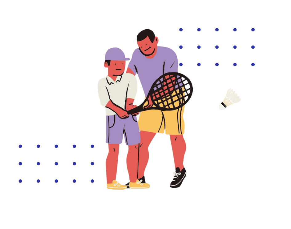 Coach Guiding Student Through Badminton Footwork Training