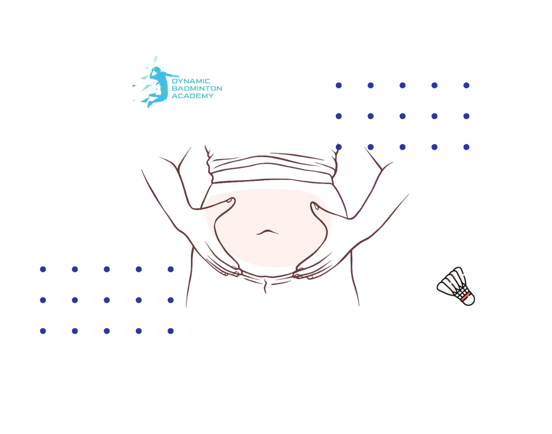 Adult playing badminton during a coached session to reduce belly fat