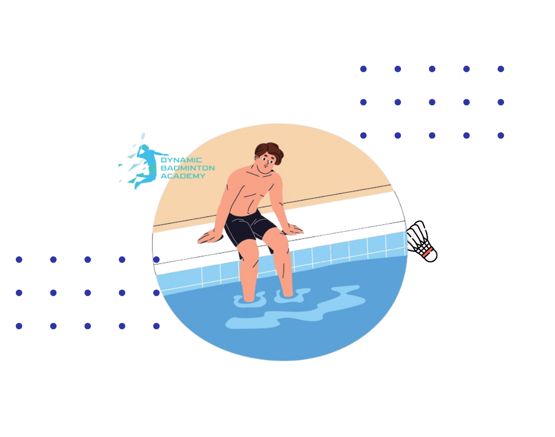 Badminton player swimming as cross-training to improve court fitness in Singapore