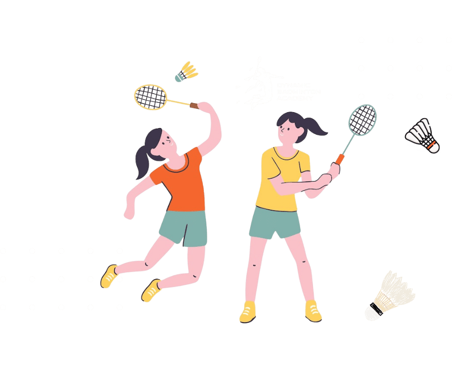 Friends Training Together During A Pair Badminton Lesson