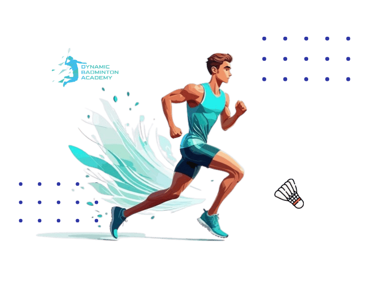 Player doing interval shuttle runs to build stamina for badminton